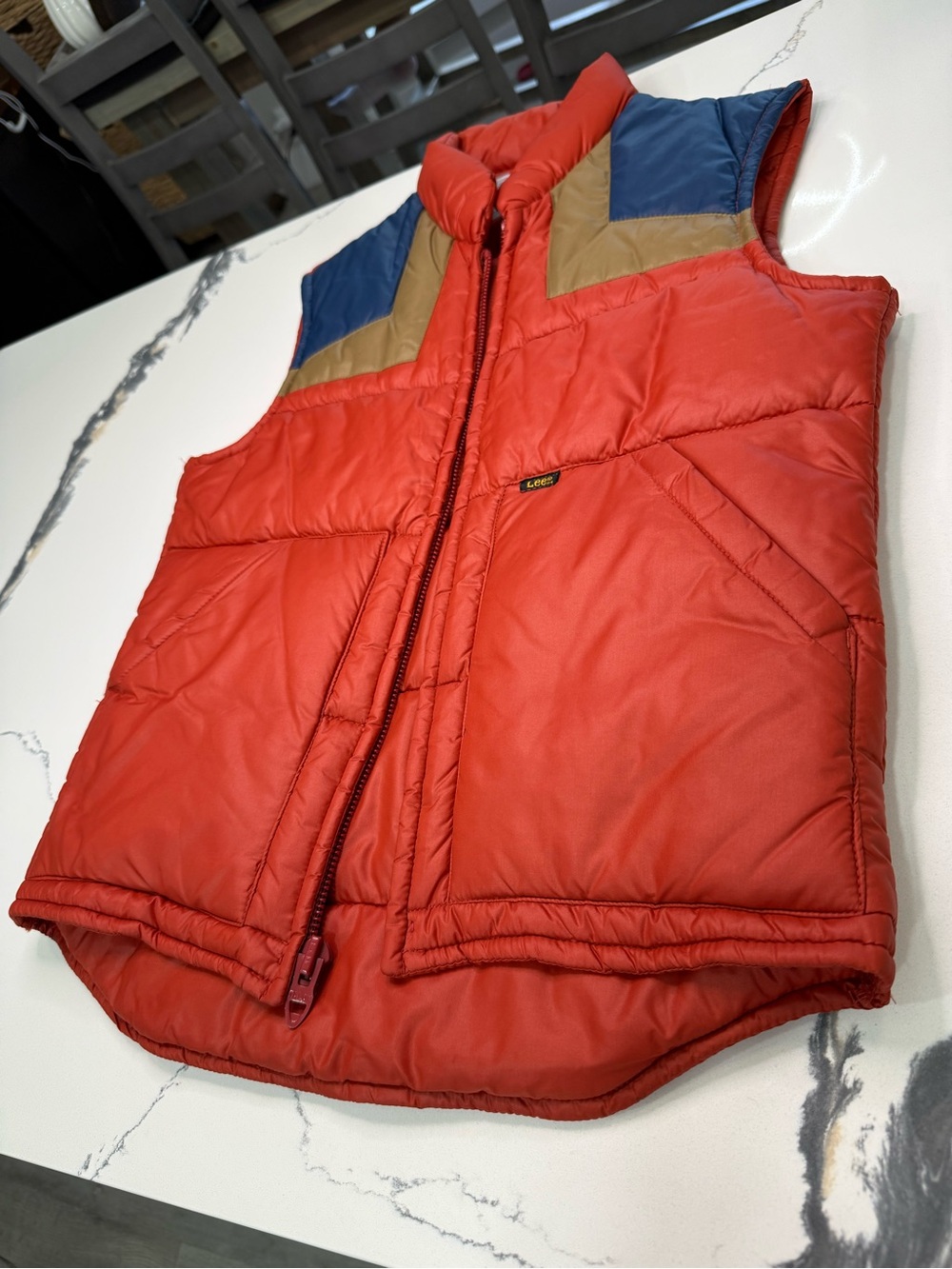 VTG Storm Rider by Lee Puffer Vest Mens Orange Size S Talon Zipper 70s 80s